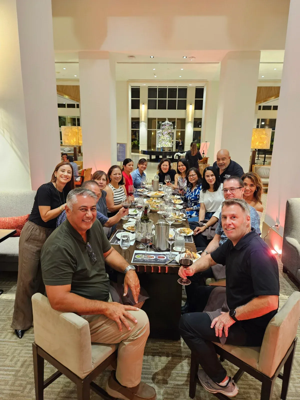 Guests at a long table at the Josh Cellars wine pairing
