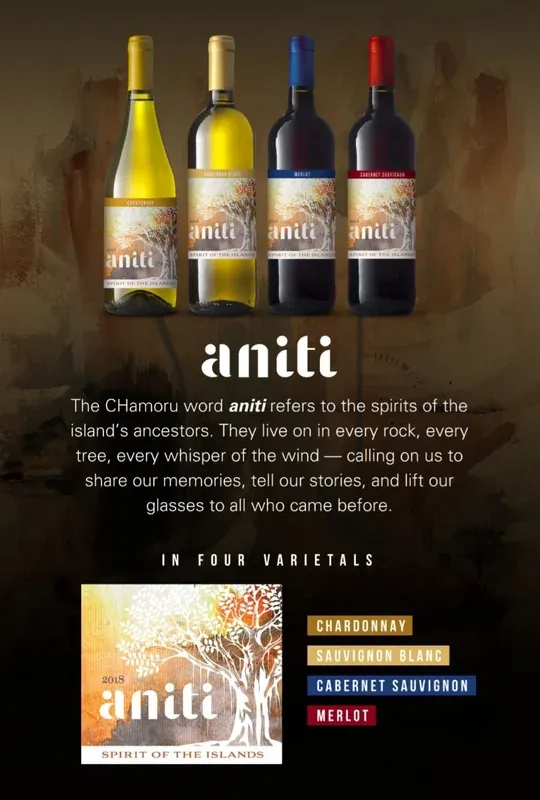 ANITI flyer: four ANITI wines above the story of the island’s ancestor spirits