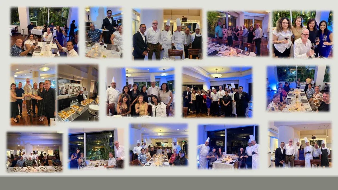 Photo collage from the Duckhorn Wine Series night at Hyatt Regency Guam
